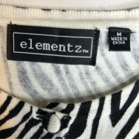 Elementz Medium Light Cardigan Pullover 3/4 Sleeve Black/White Zebra Print - Picture 8 of 10